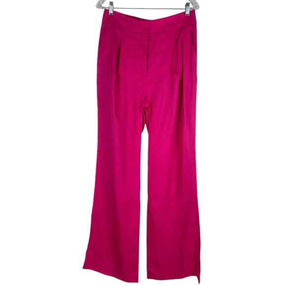 Veronica Beard Robinne Wide Leg Linen Blend Pants Fuchsia Pink Size 8 - Picture 5 of 12